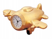 Desk Top Novelty Gold Airplane Clock